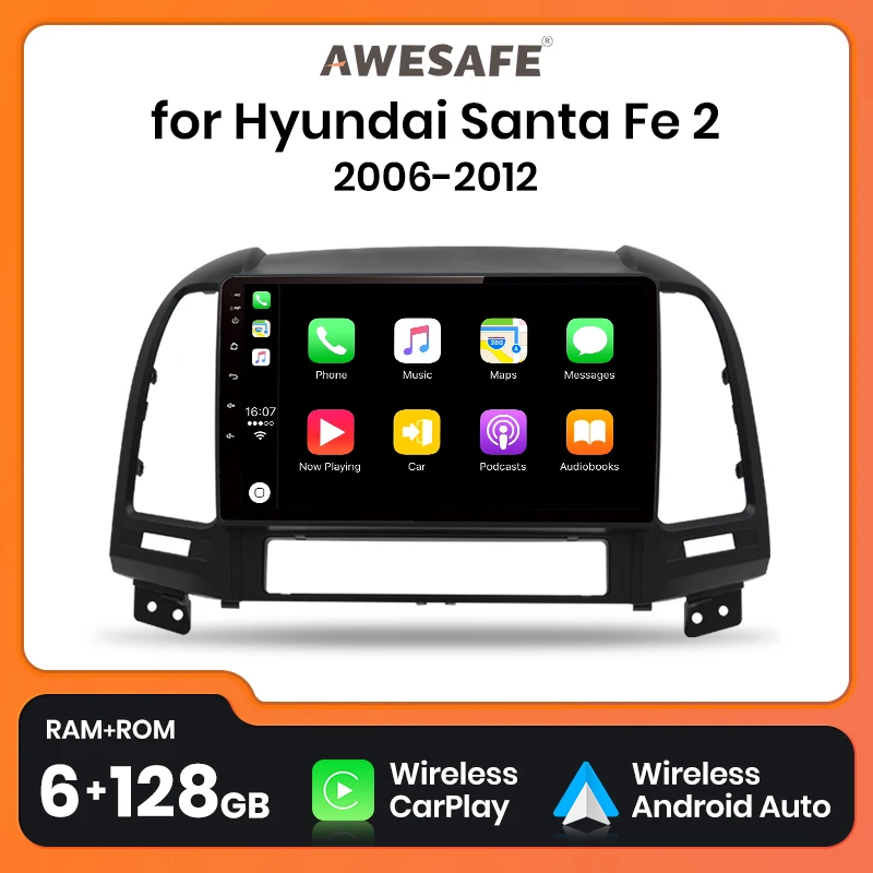 AWESAFE PX9 for Hyundai Santa Fe 2 2006-2012 Car Radio Multimedia player GPS  Autoradio 2din Android CarPlay Auto Radio