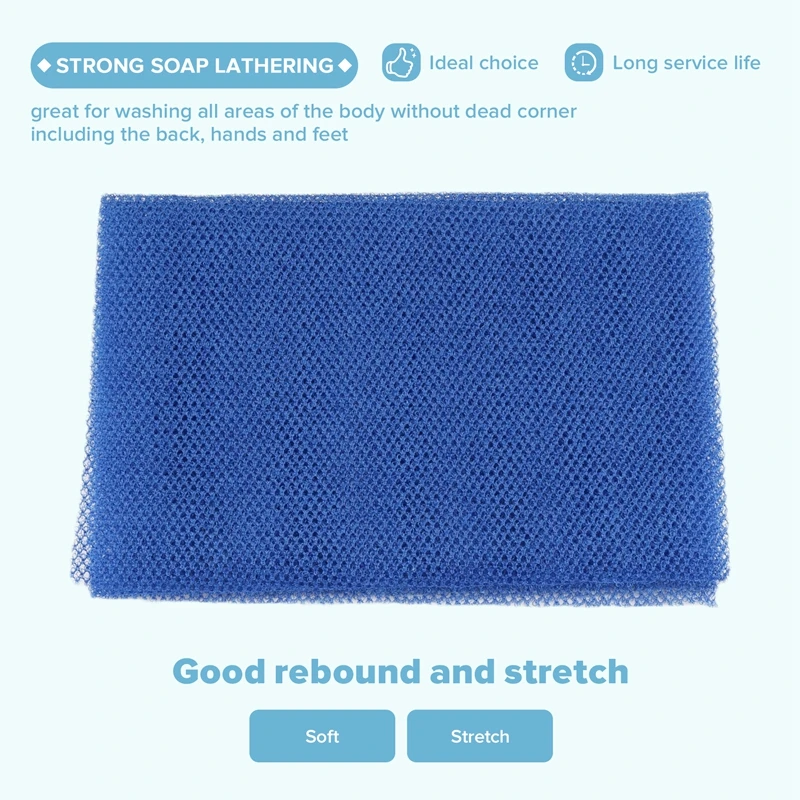 

Exfoliating bath towel 3 Pieces African Net Long Net Exfoliating Shower Body Scrubber Back Scrubber Skin Smoother