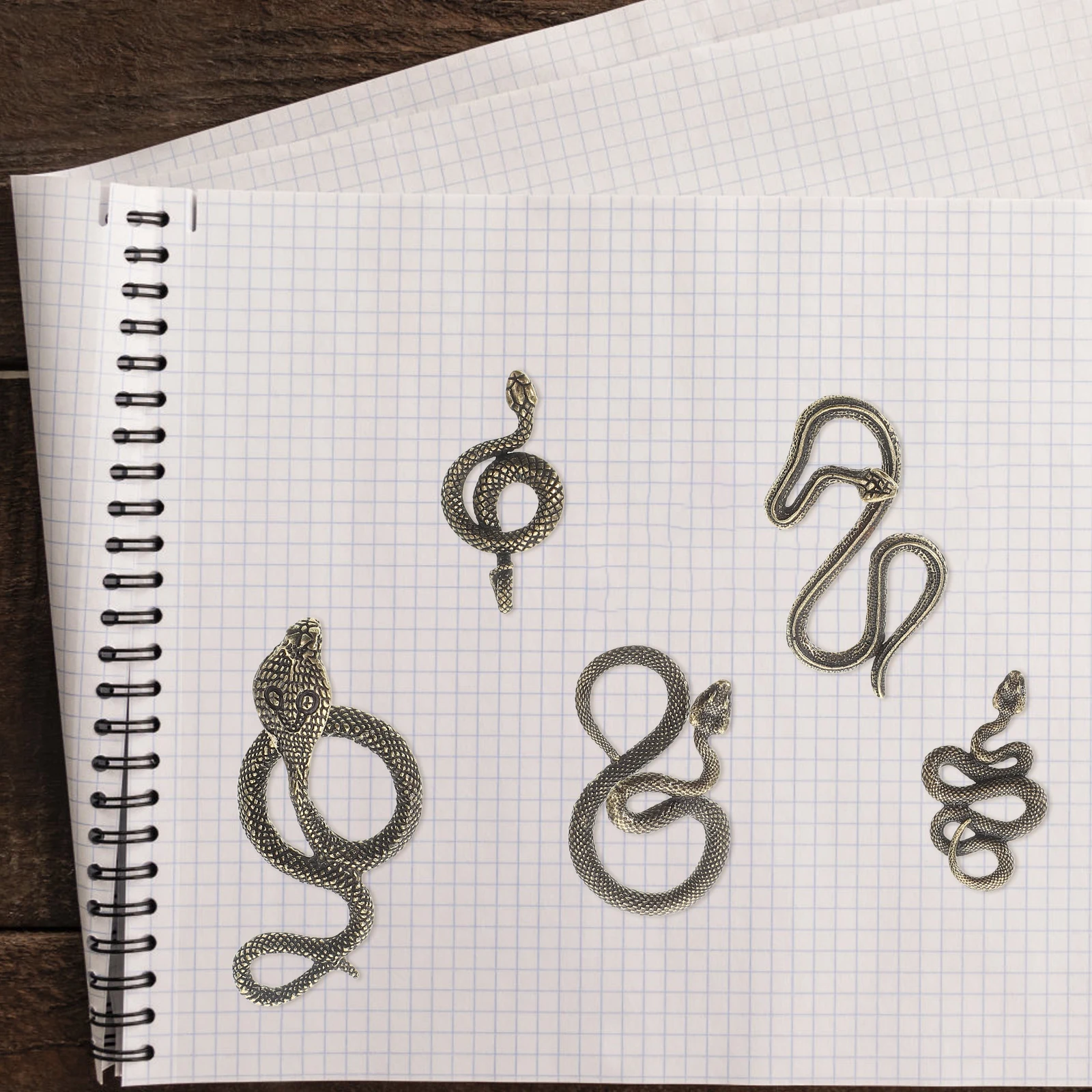 

Copper Snake Ornaments Miniature Figurines Chinese Fake Halloween Decor Snakes Crafts