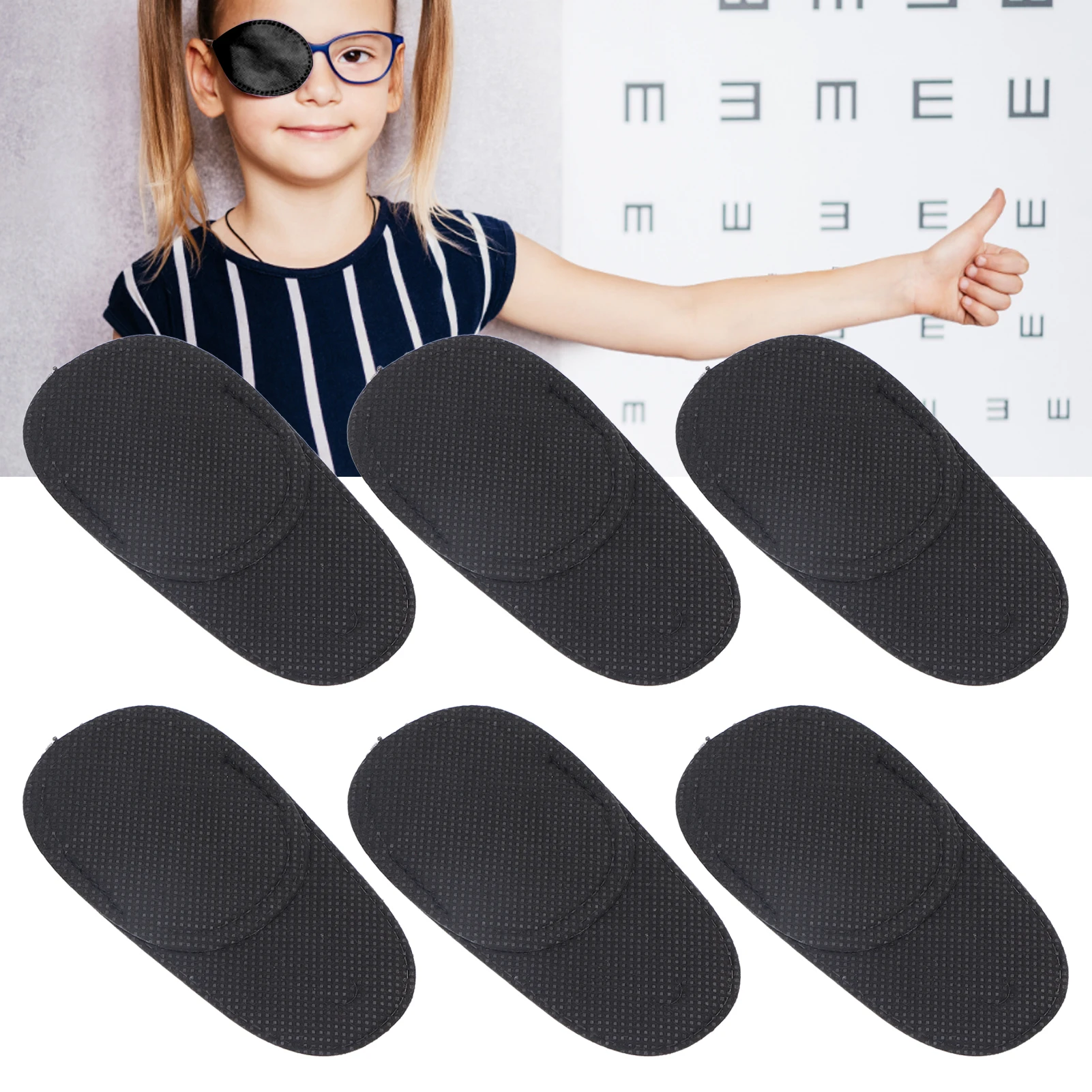 6Pcs/Set Medium Black Glasses Eye Patch Cover Either Eye for Adults Kids Amblyopia Strabismus Correction