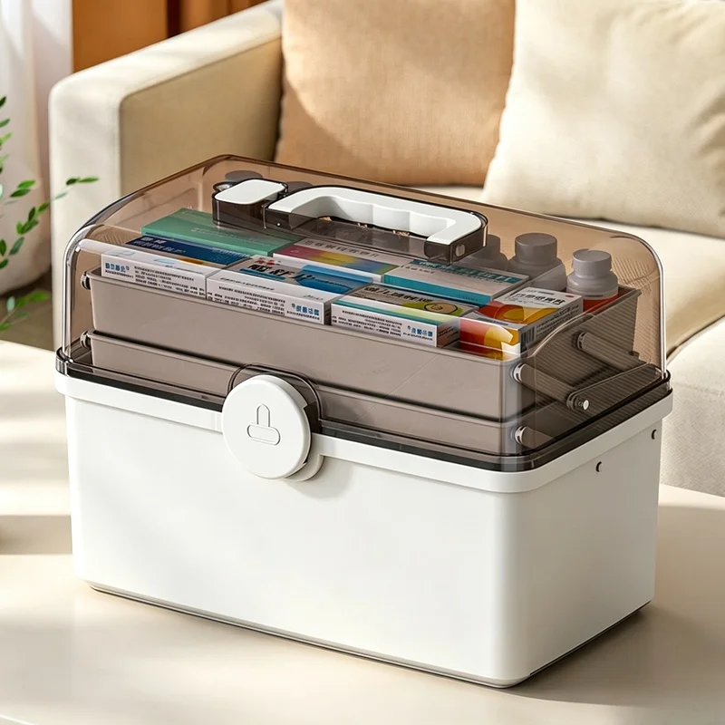 3‑Layer Large‑Capacity First‑Aid Box, Portable Family Medicine Storage Container for Household & Outdoor Travel Emergency Use