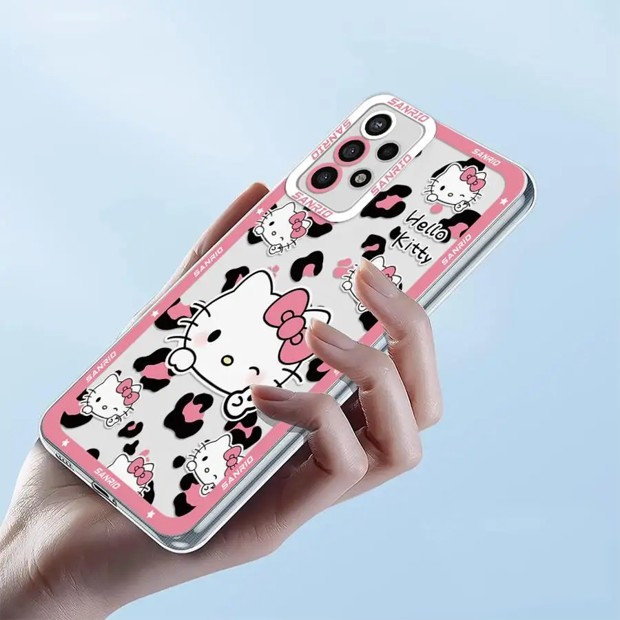 Cute Leopard Print Kitty Cat Phone Case for Samsung Galaxy A35 A55A53 A54 A73 A34 A33 A25 A24 A13 A14 A15 Soft Transparent Cover