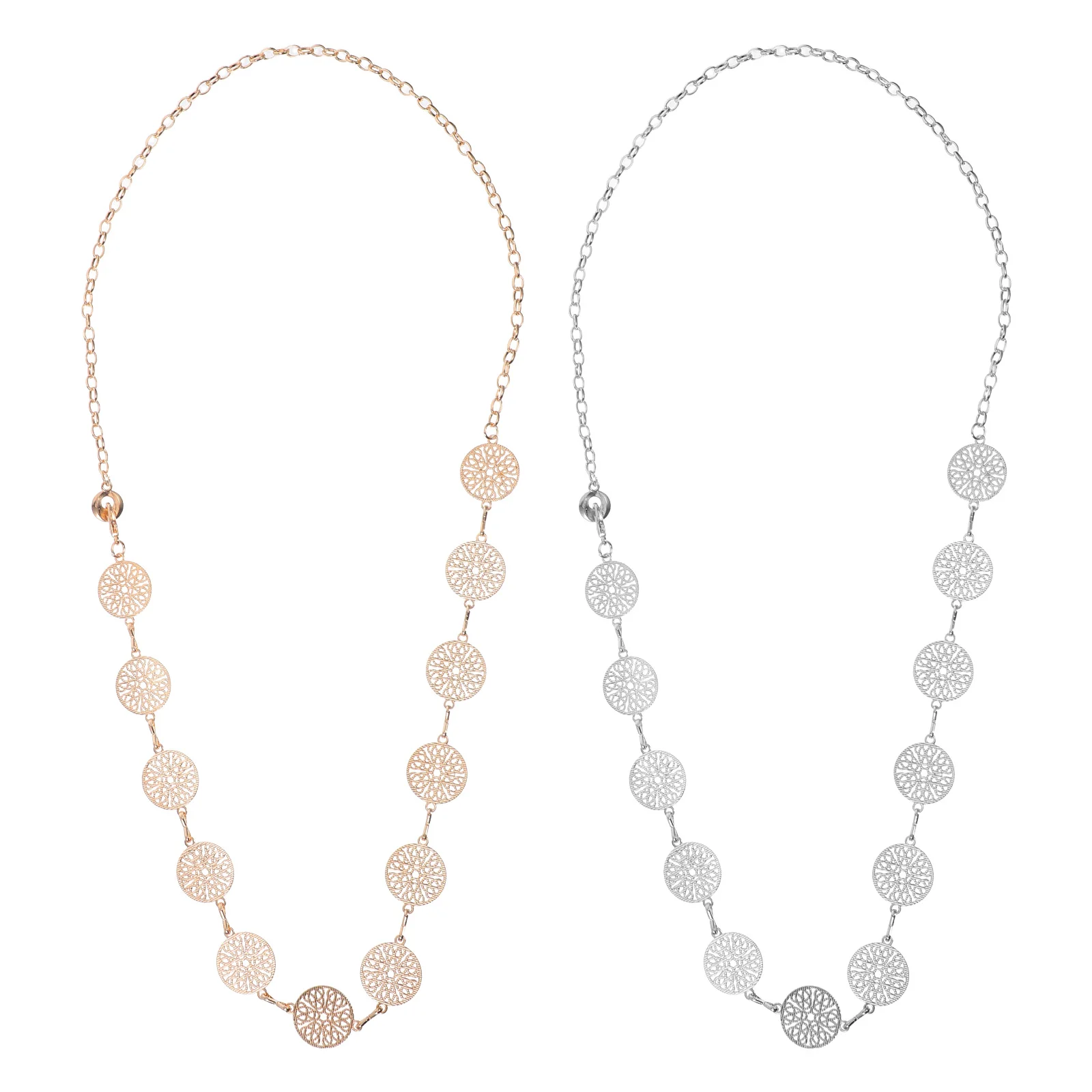 

2 Pcs Metal Waist Chain Belt Pendant Chains for Pants Hip Jewelry Body Belly Women's Miss