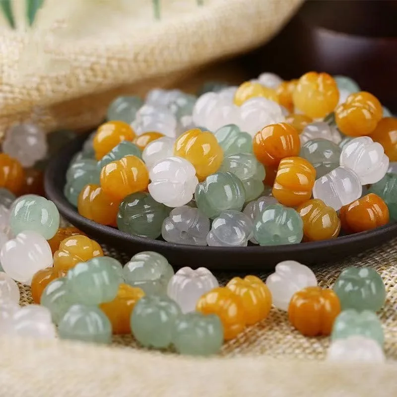 

Golden Silk Jade Pumpkin Beads Loose Beads Accessories Wholesale 30PC/LOT