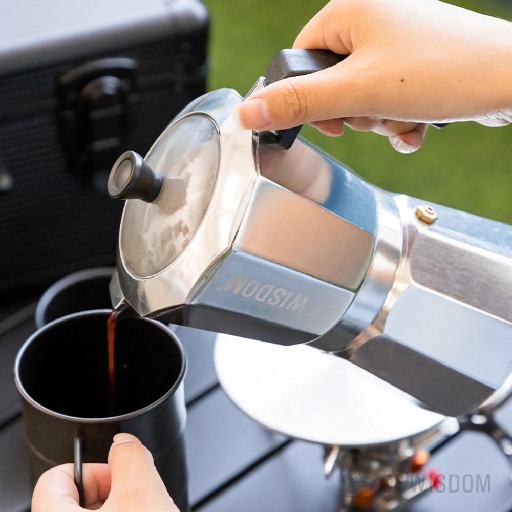 CF WISDOM كلاسيكي إيطالي نمط موكا وعاء 300 مللي معطف عالي الحرارة صمام واحد دائم المدمجة ماكينة الاسبريسو القهوة بروير التخييم