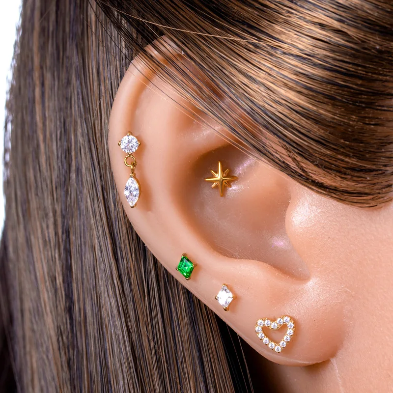 

1PC G23 Titanium 16G Threadless Push Pin Labret Lip Stud CZ Cartilage Tragus Stud Earring Flat Back Nose Stud Piercing Jewelry