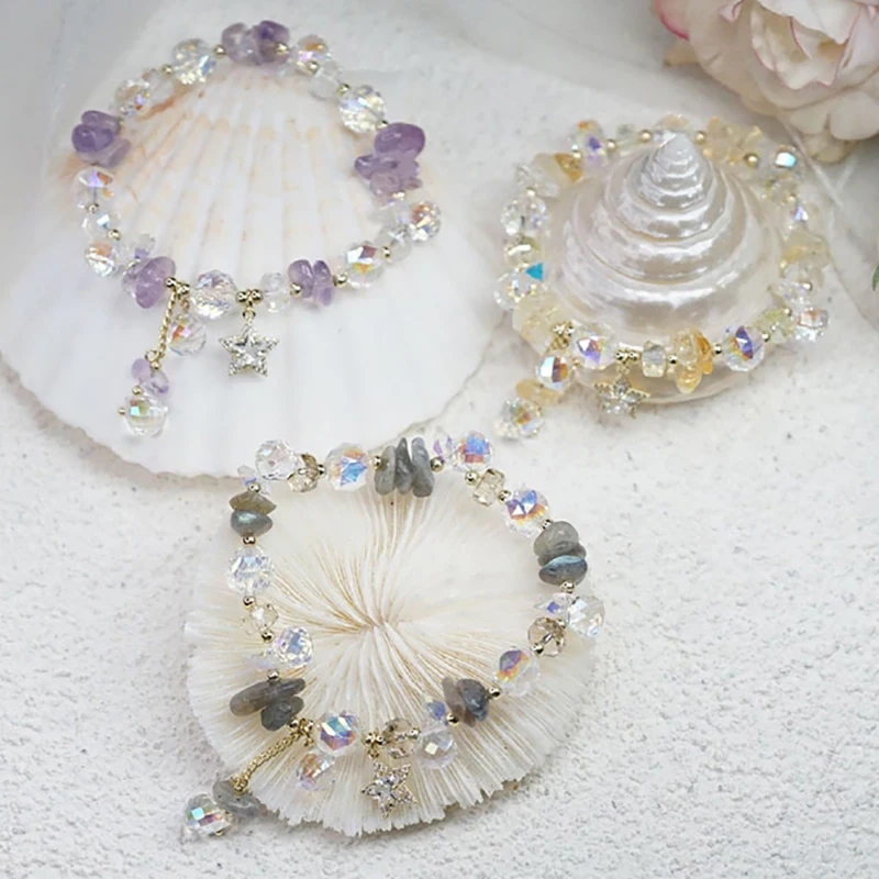 ارتفع سيسي الكورية نمط الطازجة كريستال سوار أنثى بسيطة شخصية الحب قلادة ذيل السمكة سحر سوار للنساء مجوهرات #4