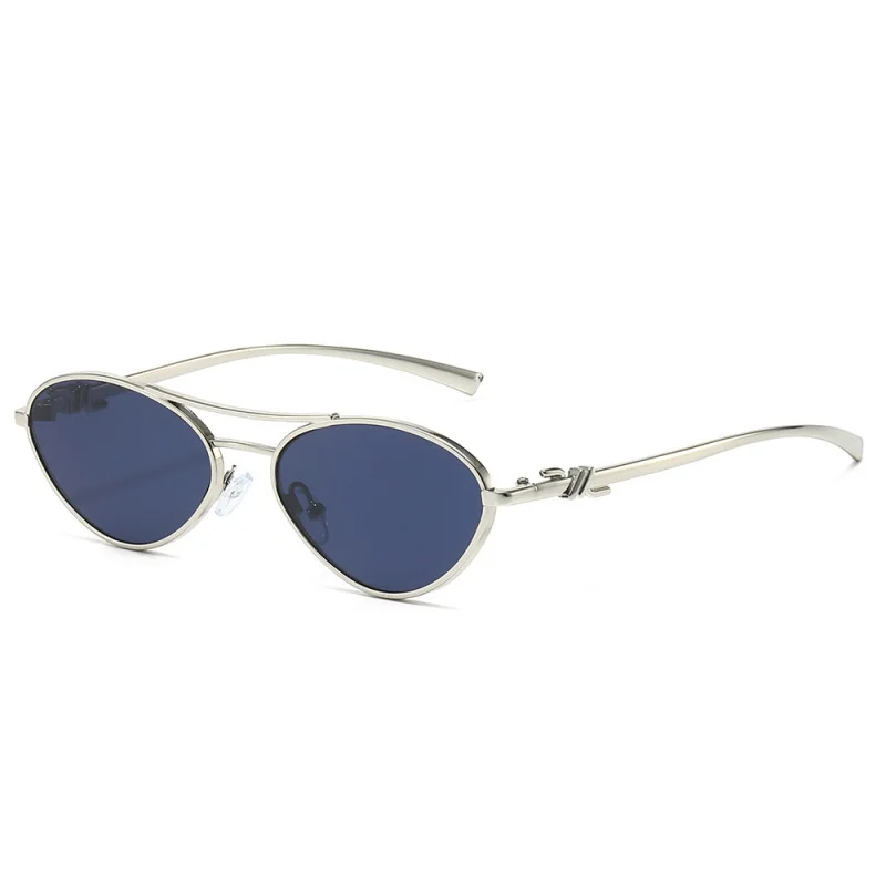 Metall-Katzenaugen-Sonnenbrille für Damen, modisch designt, mit Seilband, UV400-Schutz, für Autofahren, Damen-Sonnenbrille