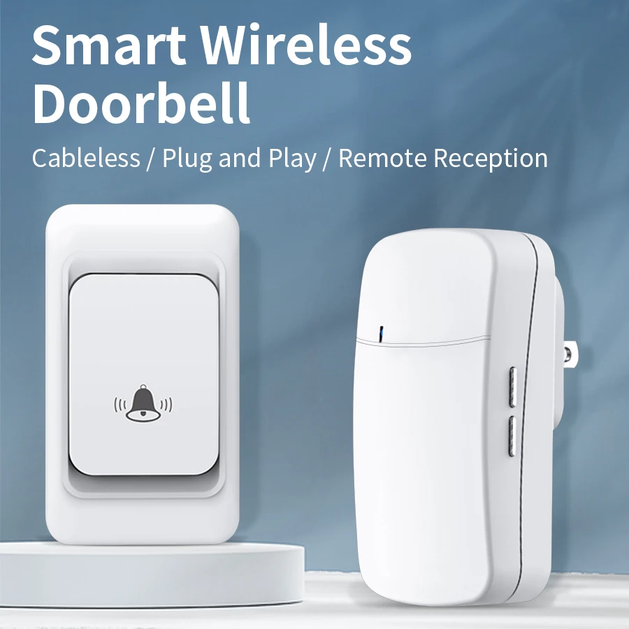 

Outdoor Wireless Doorbell EU/US Plug 38 Ringtones House Chime 100M Long Distance 3-level Volume Adjustment Home Door Bell