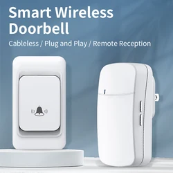 Outdoor Wireless Doorbell EU/US Plug 38 Ringtones House Chime 100M Long Distance 3-level Volume Adjustment Home Door Bell