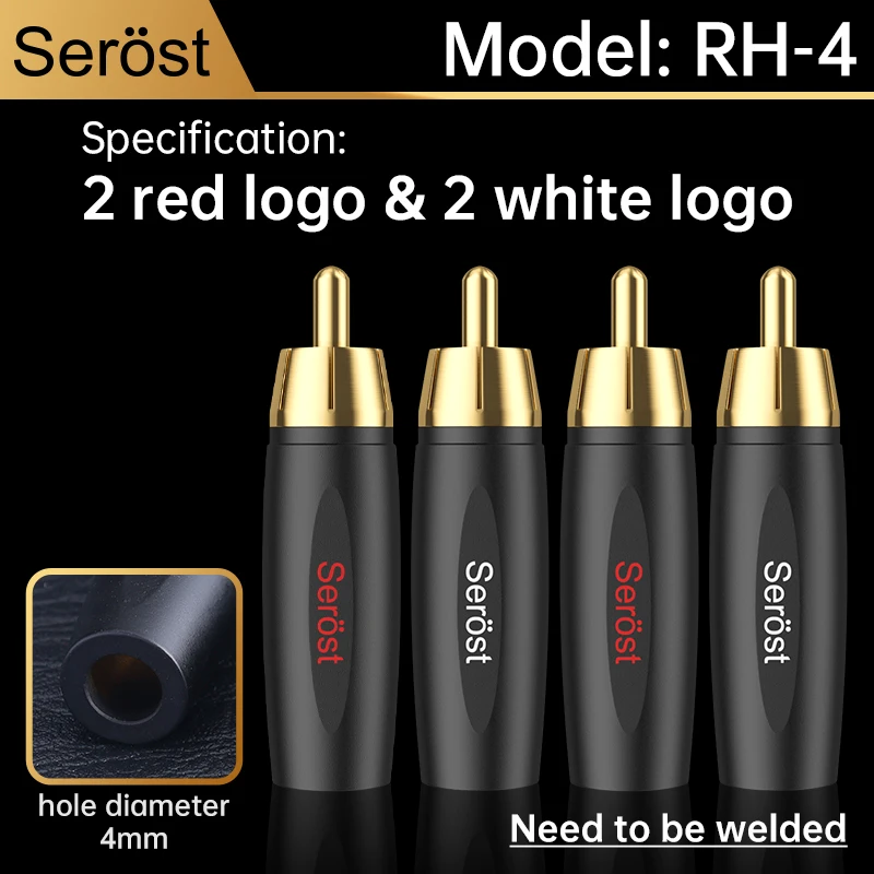 Serost HiFi-Audiokabel, vergoldeter Messing-RCA-Stecker, DIY-Verbinder, 4 mm bis 8 mm Durchmesser, unterstützt Audiokabel für HiFi-Systeme. – Detail 6