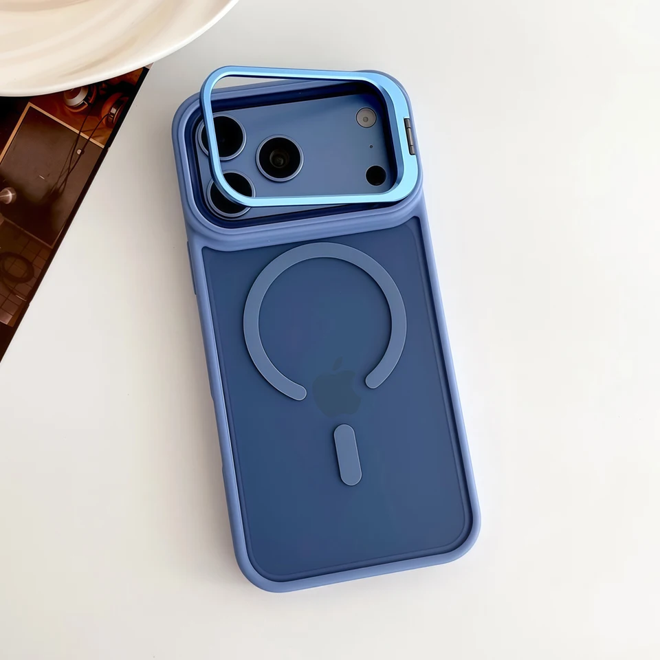 Funda de lujo mate translúcida para iPhone 18 17 16 15 14 13 12 11 Pro Max 18Pro 18Pro iPhone18 para Magsafe Mag Safe con soporte 4