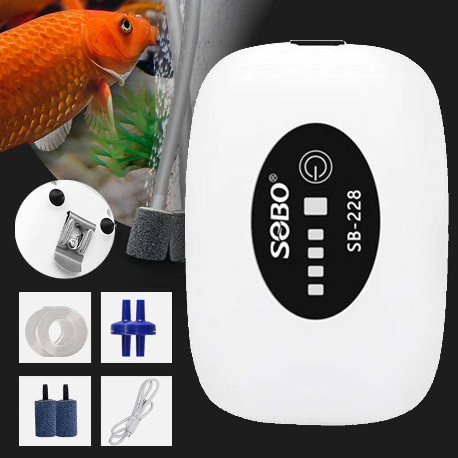 Aquarium Air Pump Rechargeable Quiet Aerator Aquarium Bubbler for Hydroponics Emergency Power Outages Fish Tank Outdoor Fishing