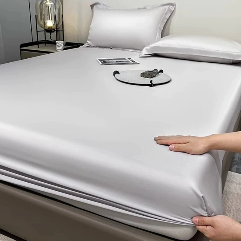 Juego de Sábanas de Seda para Cama Individual/Doble, Sábanas Refrescantes para Adultos, Ropa de Cama Suave y Cómoda, Juego Completo de Ropa de Cama Coreana