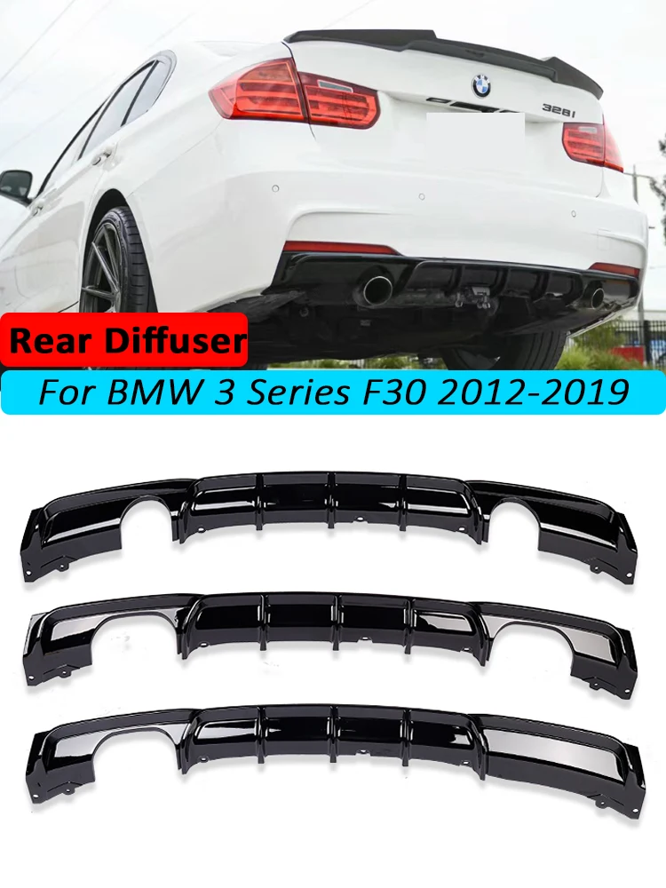 For BMW 3 Series F30 F31 M Tech Rear Bumper Diffuser Lip 2012-2019 Carbon MP Diffusor Body Kit 320i 328i M Sport Gloss Black