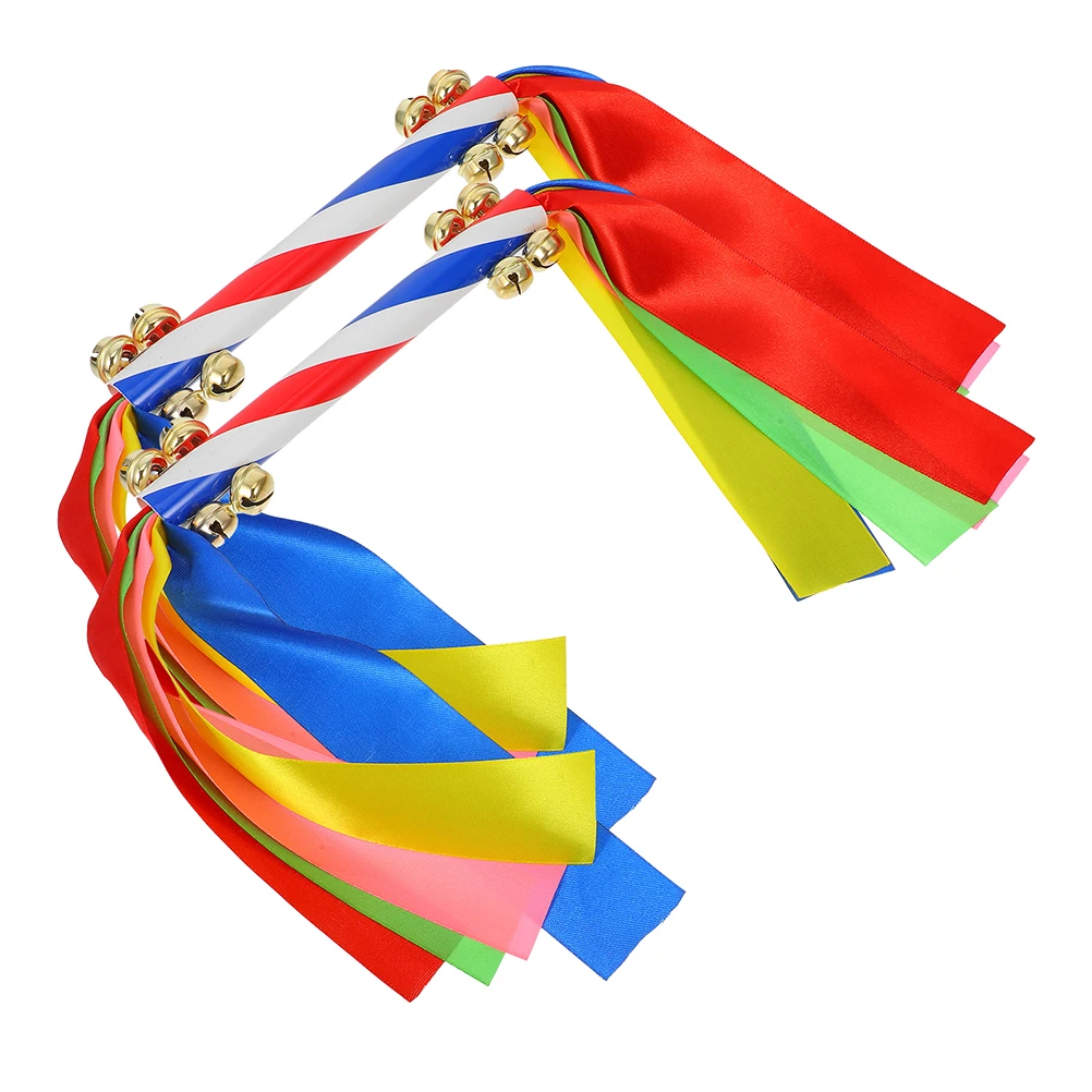 

2Pcs Cheer Pom Poms with Bells Vibrant Handheld Dance Shakers Easy Grip Portable Cheering Props for 's Sports Dance