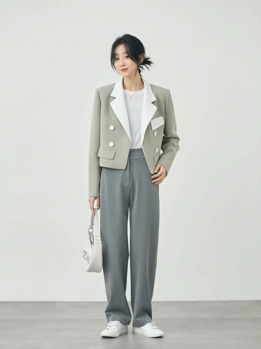 Nolila High Waist Straight Leg Casual Pants Floor-Length Cuffed Slimming Effect Korean Sle Premium Quali Polyester Cotton...