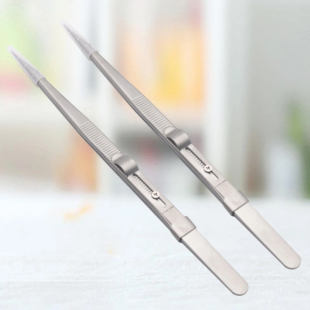 Kit de pinças de aço premium, 2 peças, para reparo de joias, faça você mesmo, manicure, multifuncional, leve, ponta pontiaguda, uso profissional