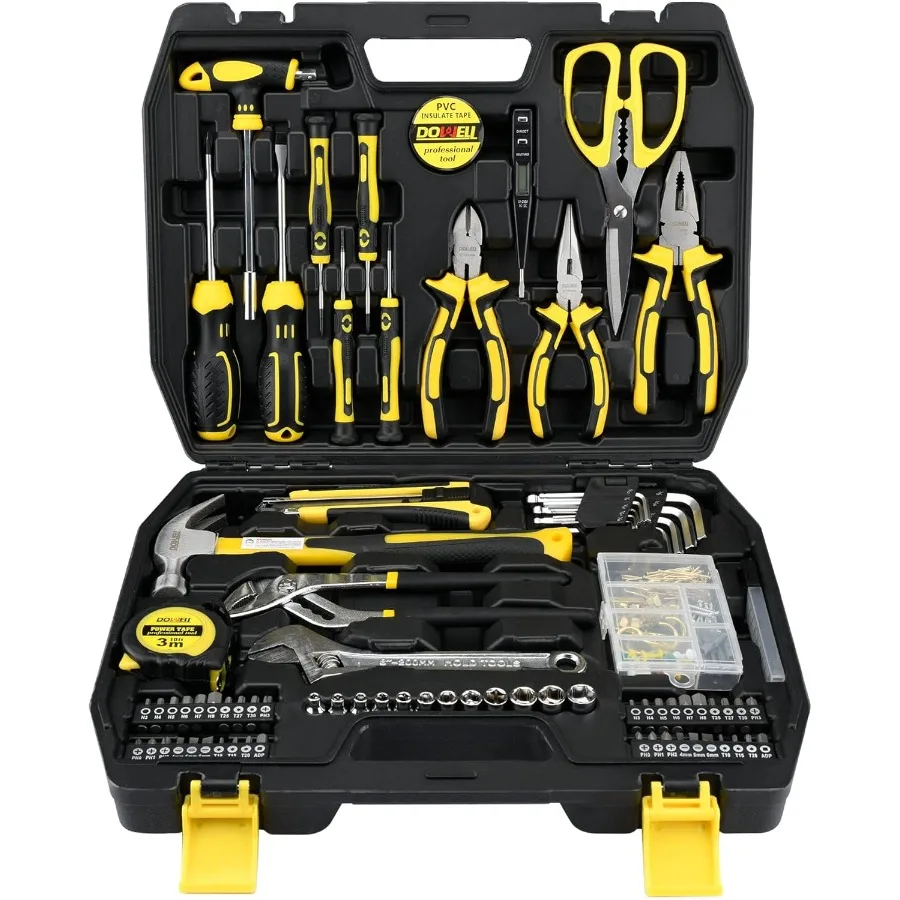 

185Piece General Hand Tool Kit with Toolbox Storage Case for Home Repairs DIY Projects and Maintenance Tasks Ideal for Family U