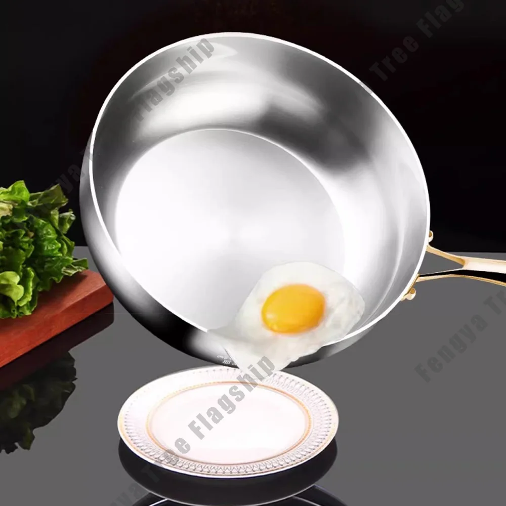 316 Stainless Steel Frying Pan Deepened Wok Non-Stick Skillets Steak Gas Stove Induction Cooker Universal Pan Kitchen Cookware