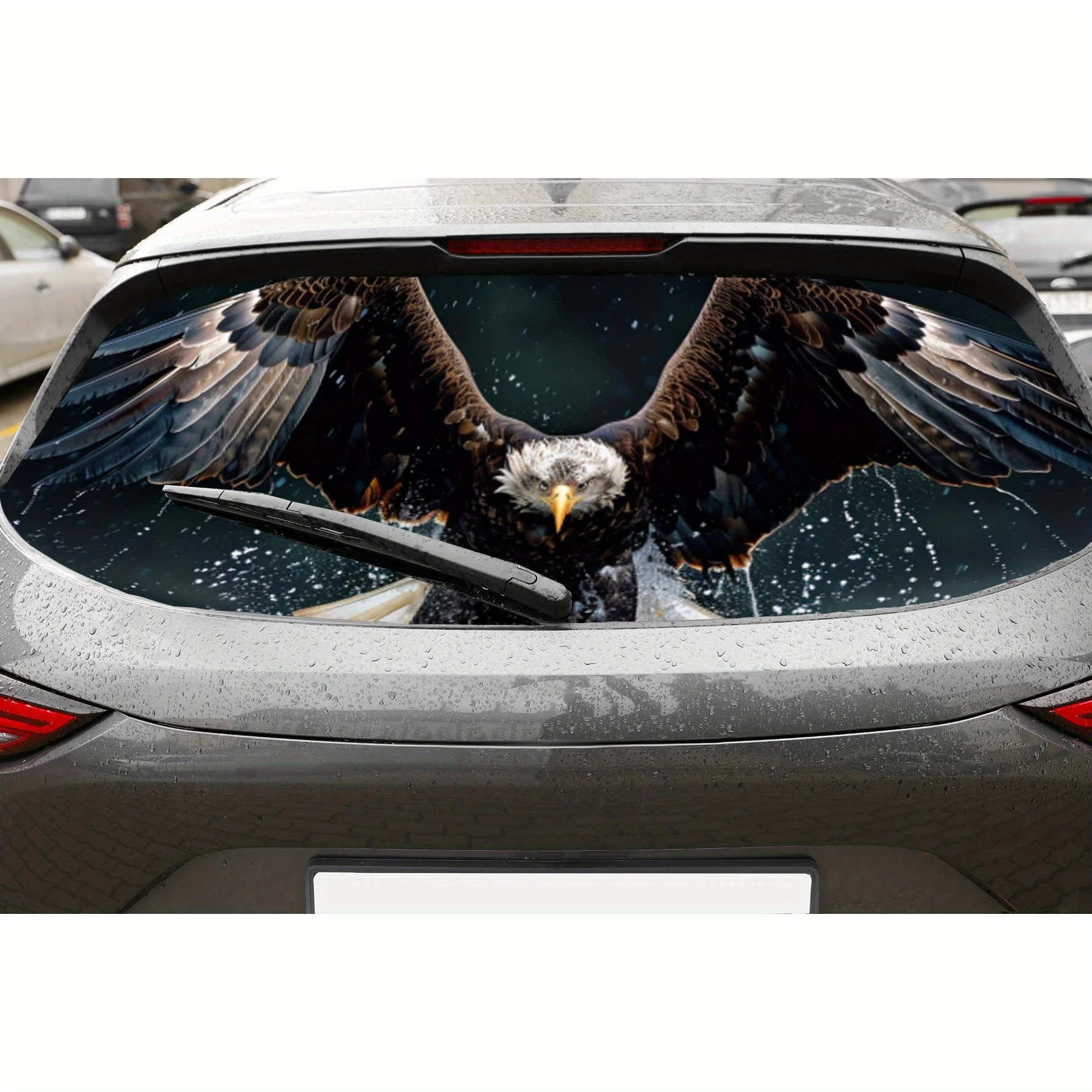 

Soaring Eagle Water-drop PVC Perforated Car Vinyl Wraps, Durable Car Rear Windshield Sticker, Waterproof Car Rear Window Decal,