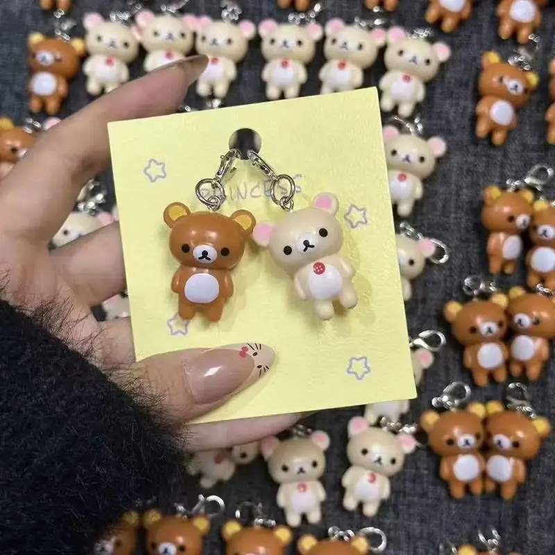 Llaveros Kawaii Rilakkuma Easy Bear, llaveros de muñecos Lazybear, bolsa, extractor de ropa, collar de cuerda para teléfono, accesorios, colgantes de regalo