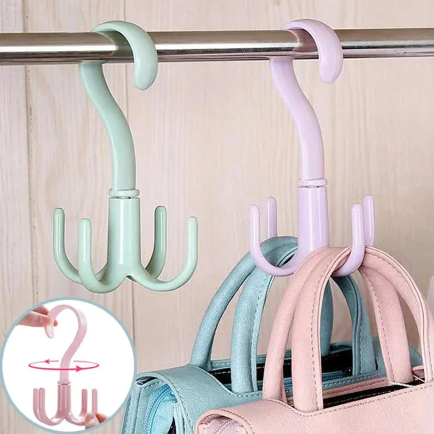 Rotating Four-claw     Bedroom Wardrobe Nail-free Changer Key Holder Plastic  Hangers