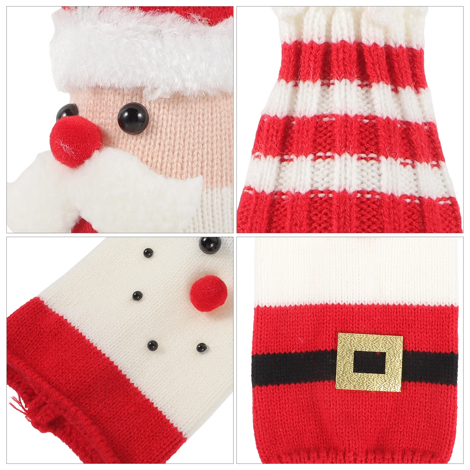 

2Sets Christmas Wine Bottle Cover Apron and Hat Machine Washable Xmas Party Table Decoration Accessory