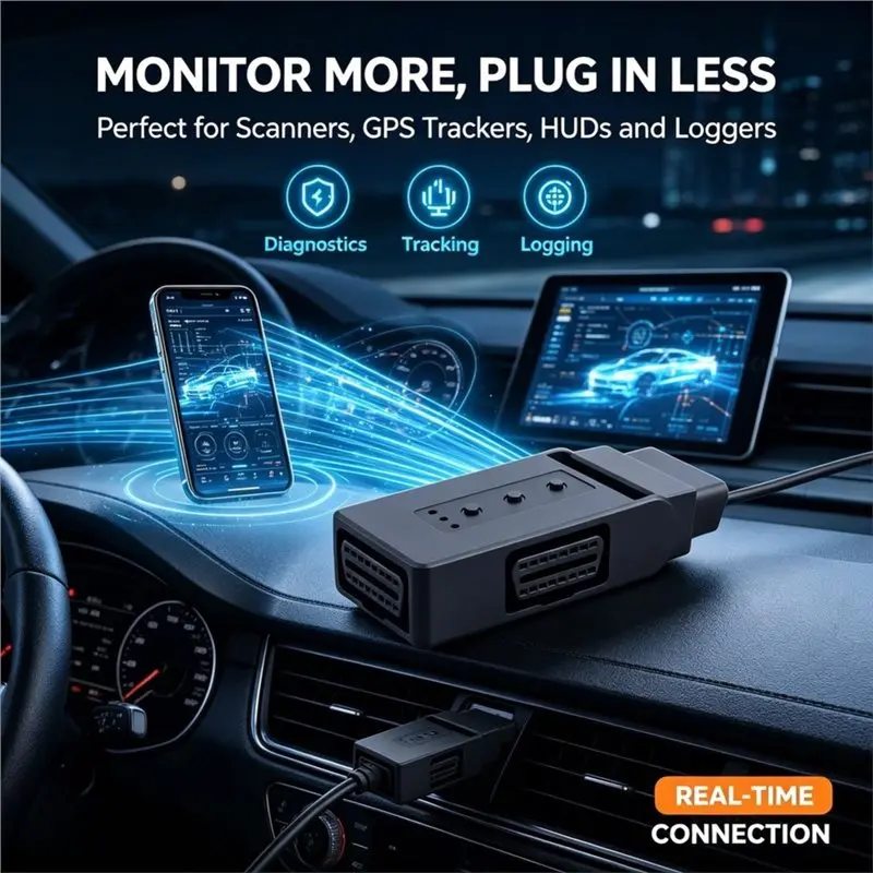 AU65-OBD2 OBDII Full 16 Pin,Male 1 To 3 Female 1 To 2 Switch Cable Splitter Swtich For Diagnostic Extender Tools