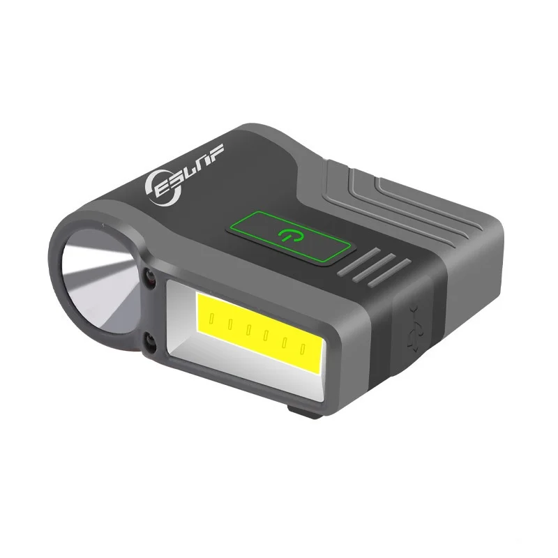 ESLNF Farol de indução inteligente à prova d'água COB Lâmpada de cabeça com clipe para pesca ao ar livre LED Farol