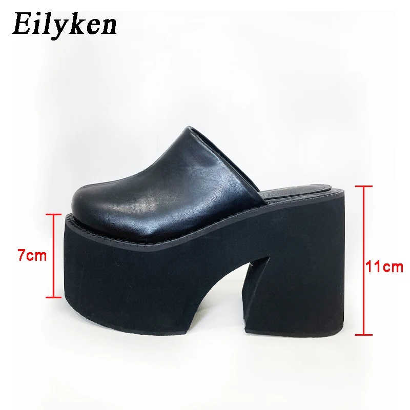 Eilyken Big Size 43 New Platform Women Slippers Fashion Chunky High Heels Sandals Roma Style Round Toe Slide Mule Shoes