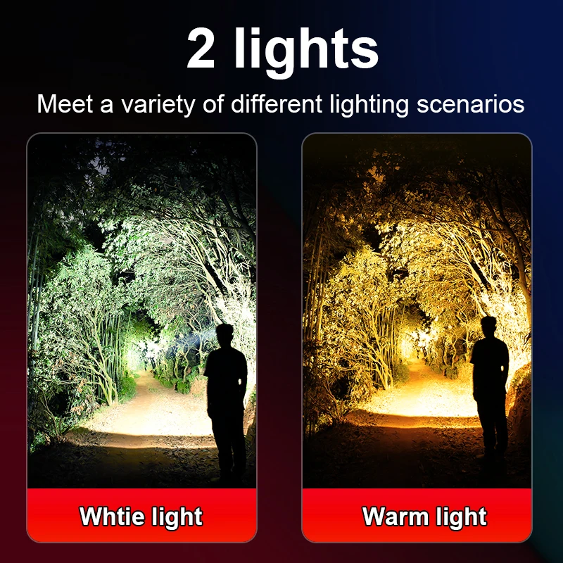 20000000LM Super Bright LED Headlight Yellow and white light 18650 Rechargeable Head Flashlights High Power Head Lamp Fishing