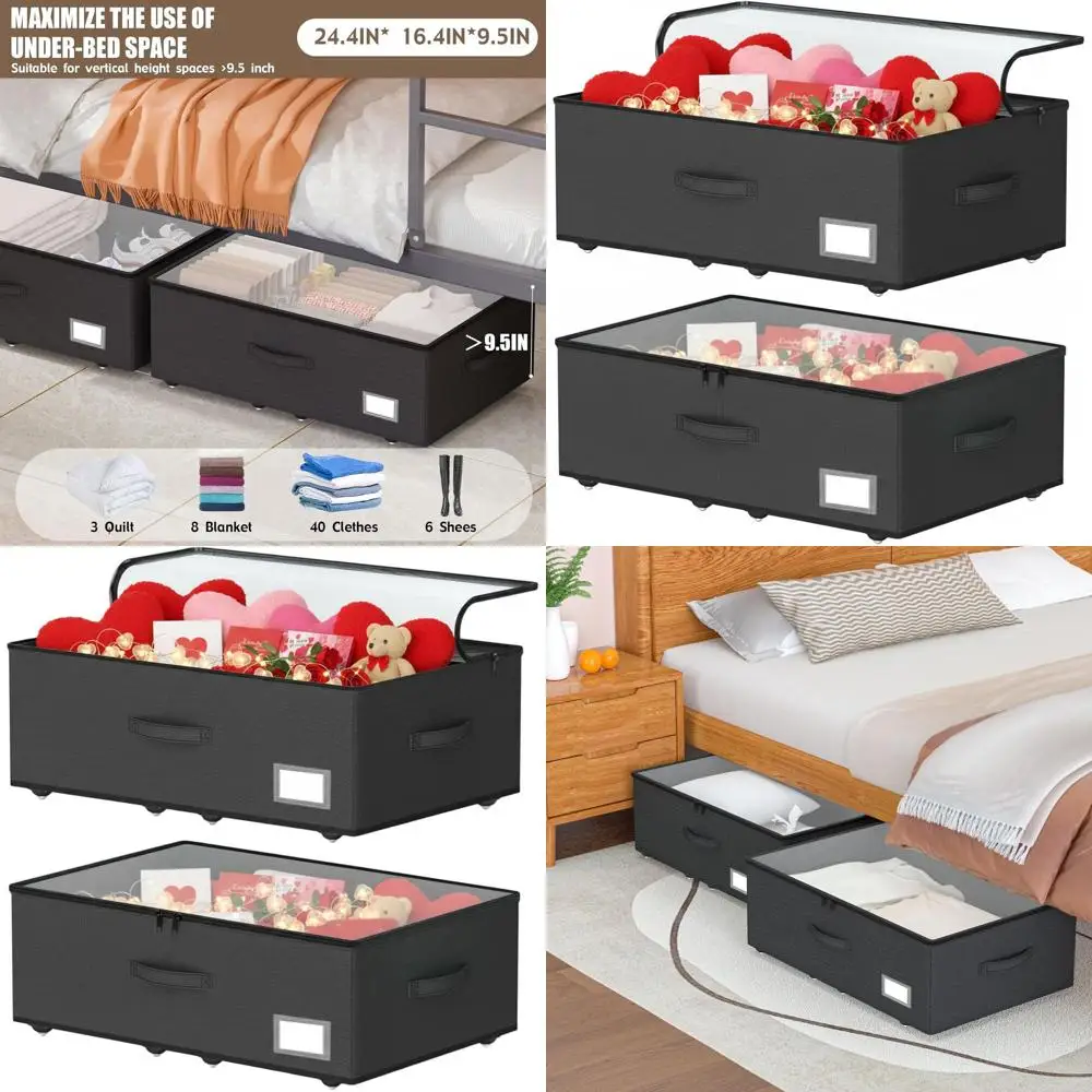 

Выдвижные контейнеры для хранения под кроватью, 10 дюймов в высоту - легкое скольжение на колесиках, не требуют сборки, вместительные ящики для обуви для общежитий