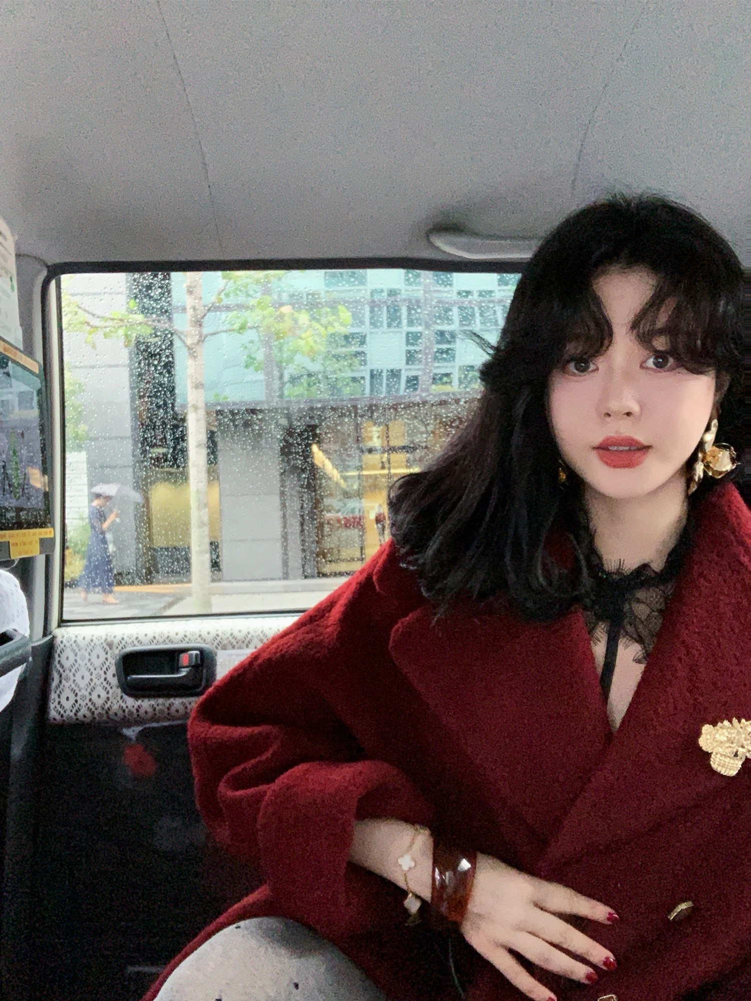 

Ele Double-Faced Woolen Coat Women's Autumn Winter Vintage Camere Jaet Ele Silken on ape Ladies Outerwear