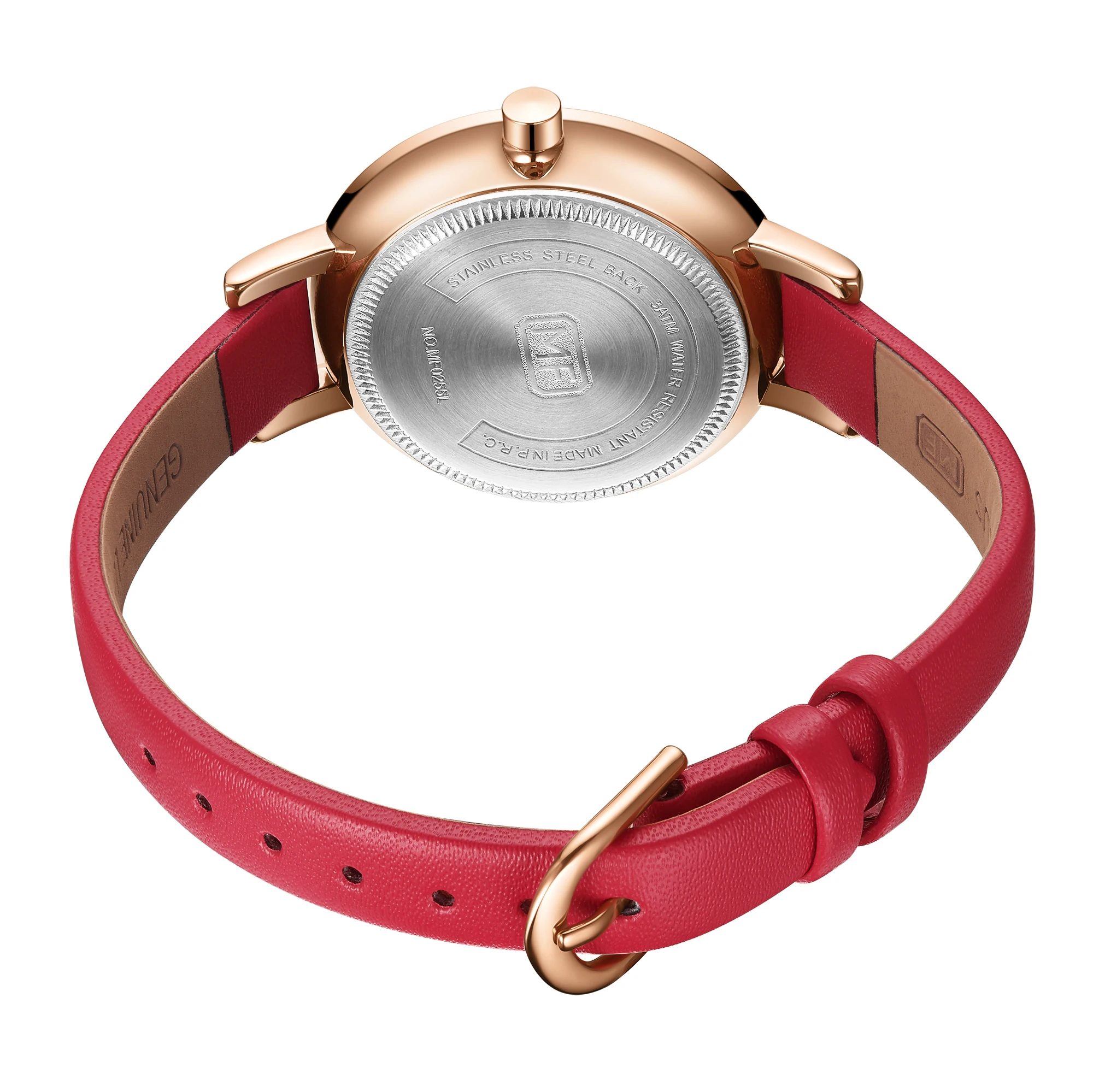 MINI FOCUS MF0255L Big Dial Diamonds Watches Women Fashion Leather Strap Water Resistant Quartz Wristwatch