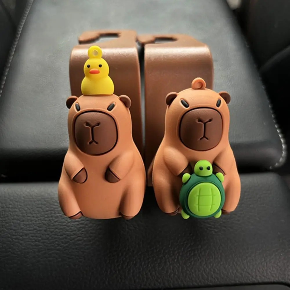 Three-Dimensional Cute Capibara Car Hook Car Seat Back Hanger Car Clip 3D Capibara-shaped Hanger Car Interior Accessories Car