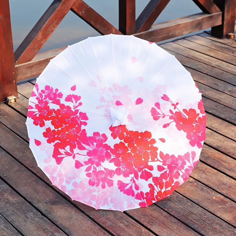 Japanese Red Blue Cherry Blossoms Oiled Paper Umbrella Japan Antique Gentle Wind Decoration Silk paraguas guarda chuva sombrilla