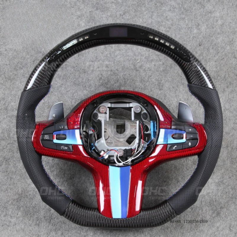 Suitable for BMW 5 Series, 6 Series, 7 Series, X1-7, F-series modified to G-series, G38 carbon fiber car steering wheel assembly