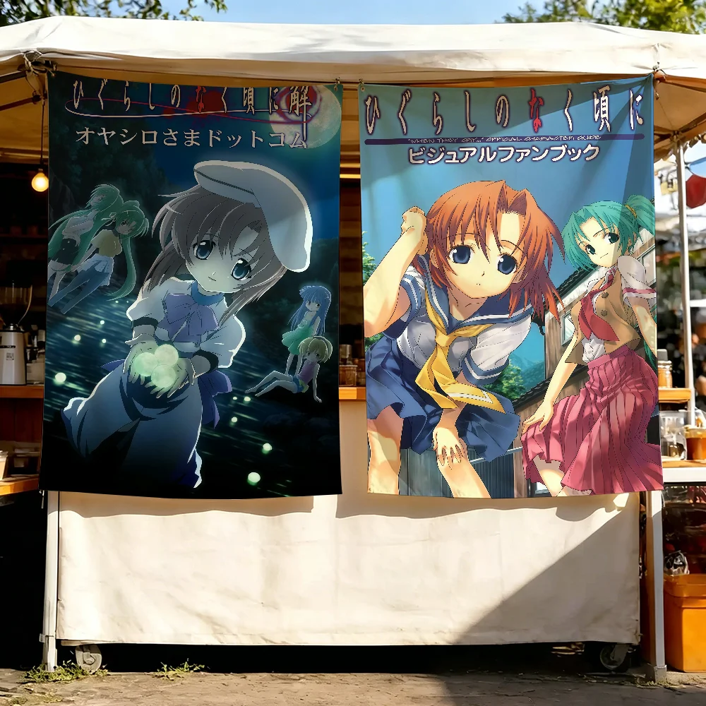 Game H-Higurashi When they C-Cry-S flag Tapestry Room Decoration Wall Hanging Aesthetic Bedrooms Advertising Banner
