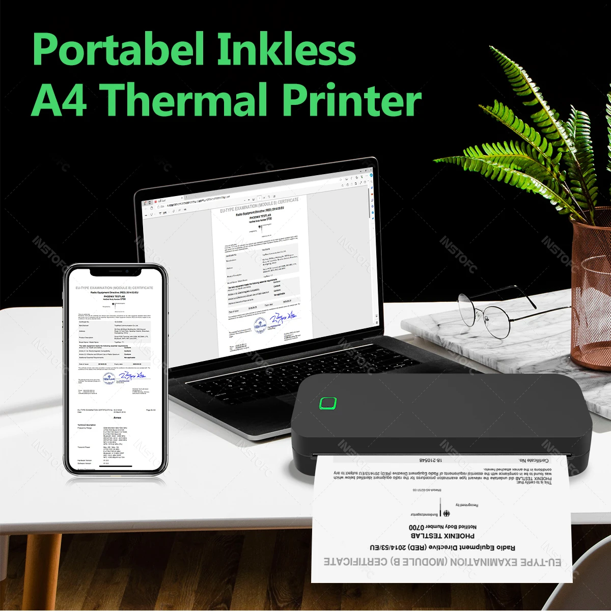 Stampante termica Bluetooth/USB Mini A4 Stampante portatile senza inchiostro A40 Stencil per tatuaggi Carta per trasferimento Stampa di documenti fotografici per iOS Android