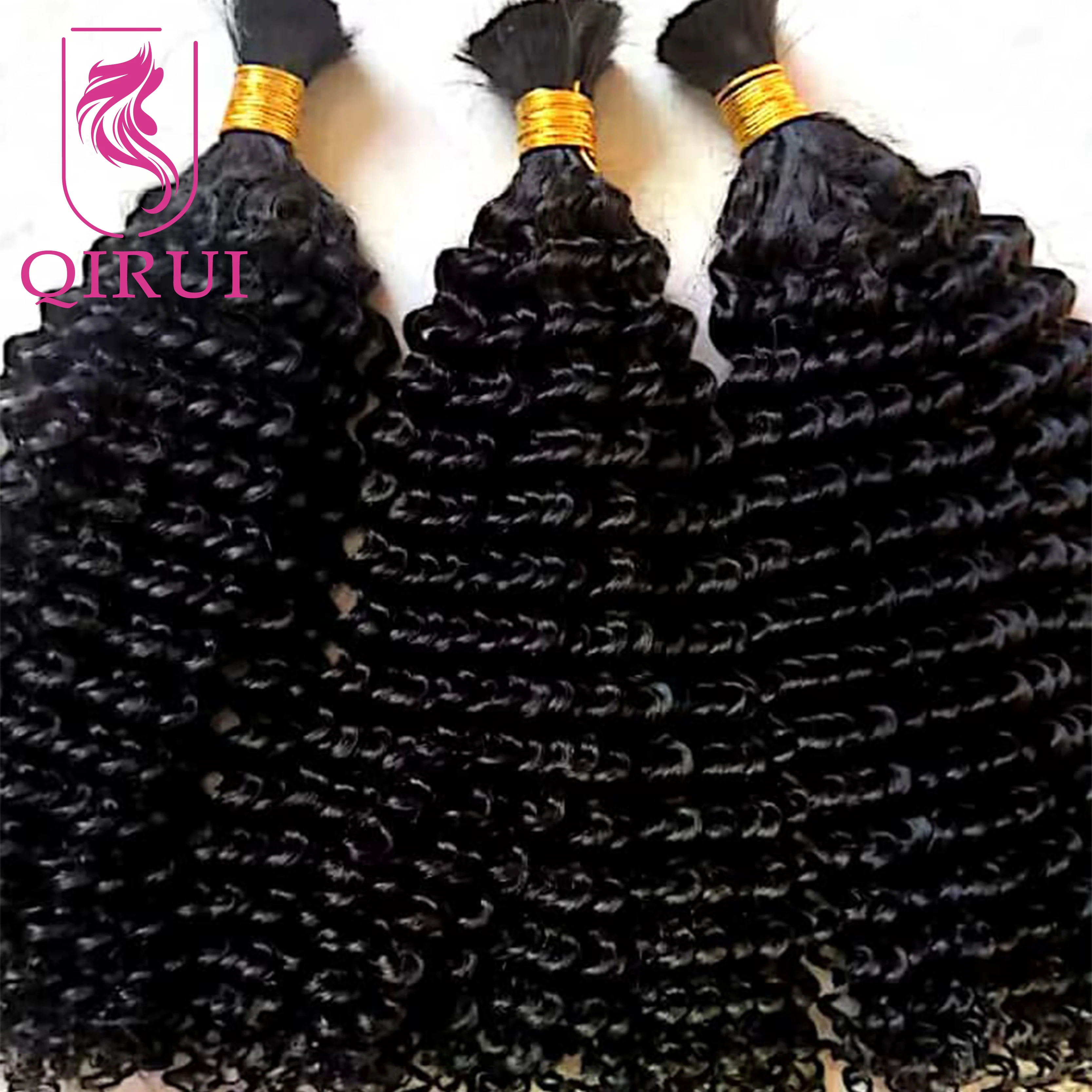 Brazilian Bulk Human Hair For Braiding Curly Burmese Remy Double Drawn Extensions No Weft For Boho Braids Hair 8-30inch