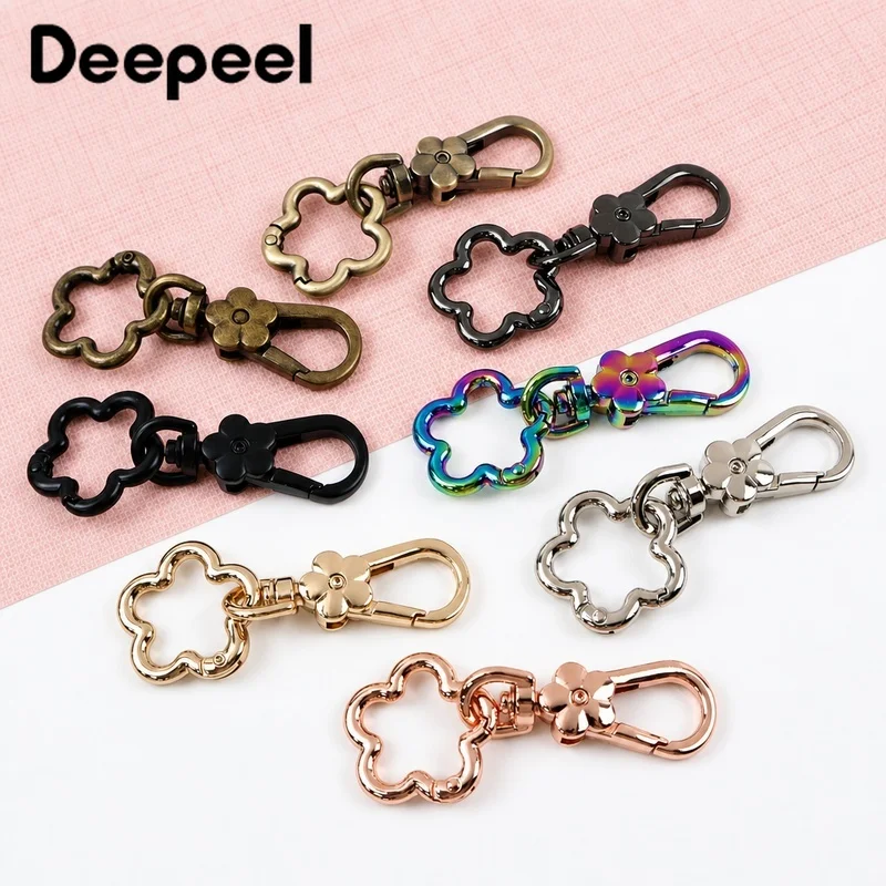 5/10/20Pcs 21mm Flower Metal Buckles Keychain Swivel Lobster Clasp Bag Snap Hook Trigger Carabiner Clip DIY Hardware Accessories