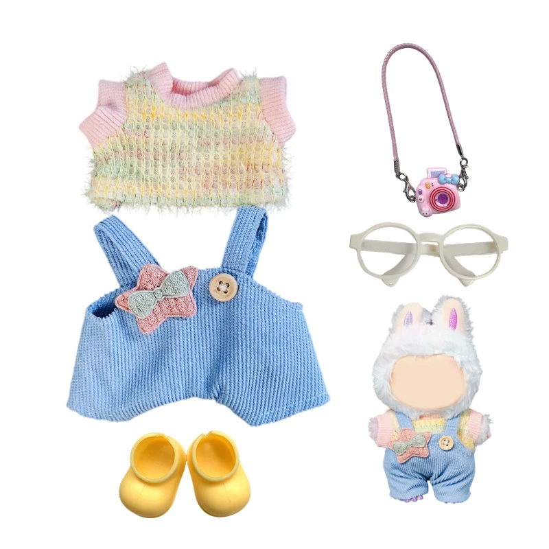 

17cm Mini Plush Doll'S Clothes Outfit Accessories For Korea Kpop Exo Labubu I II Idol Dolls sit party overalls Clothing Gift