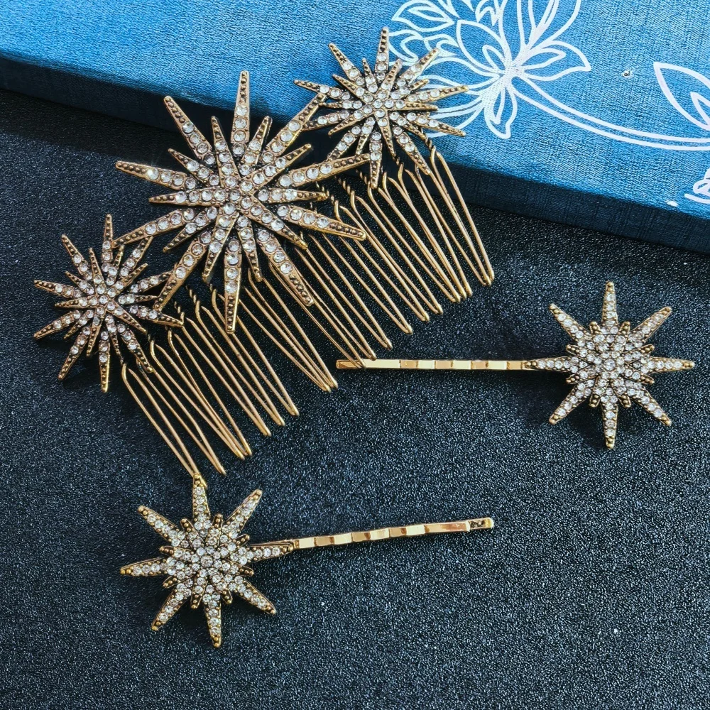 3/4-teiliges Set Kristall-Stern-Haarnadeln für Frauen und Mädchen, Metall-Haarspangen, Luxus-Haarnadeln für Damen, Hochzeits- und Braut-Haaraccessoires – Detail 28