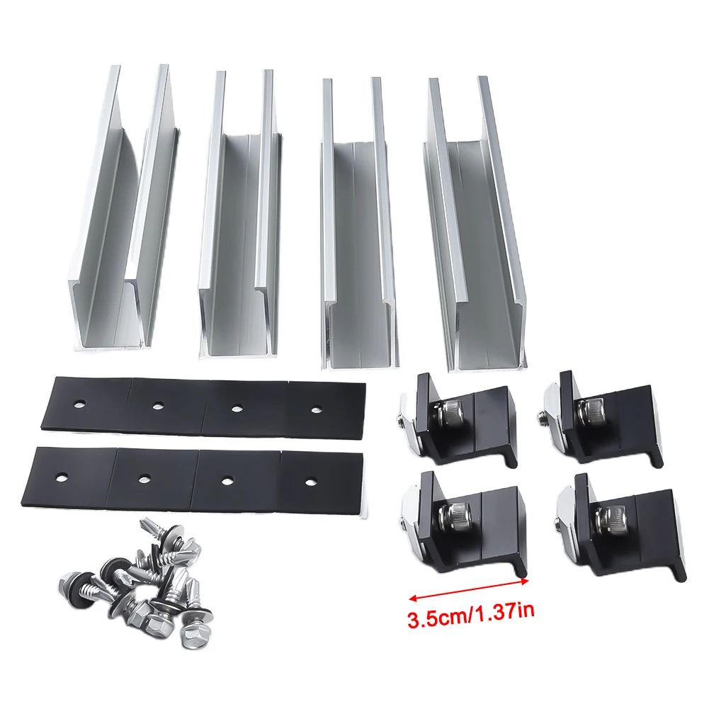 Imagem -06 - Solar Module Bracket Mounting Rail Fixação Fotovoltaica End Clamp Middle Clamp Instalação Track Conjunto para Telhado Plano