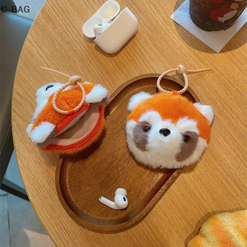 Mini criativo vaca moeda bolsa mini fone de ouvido saco de armazenamento de pelúcia dos desenhos animados mini carteira presentes da menina