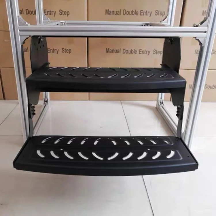 RV Manual Double Step Aluminum Anti-slip Recreational Vehicle Entering The Staircase For Rv Accessories