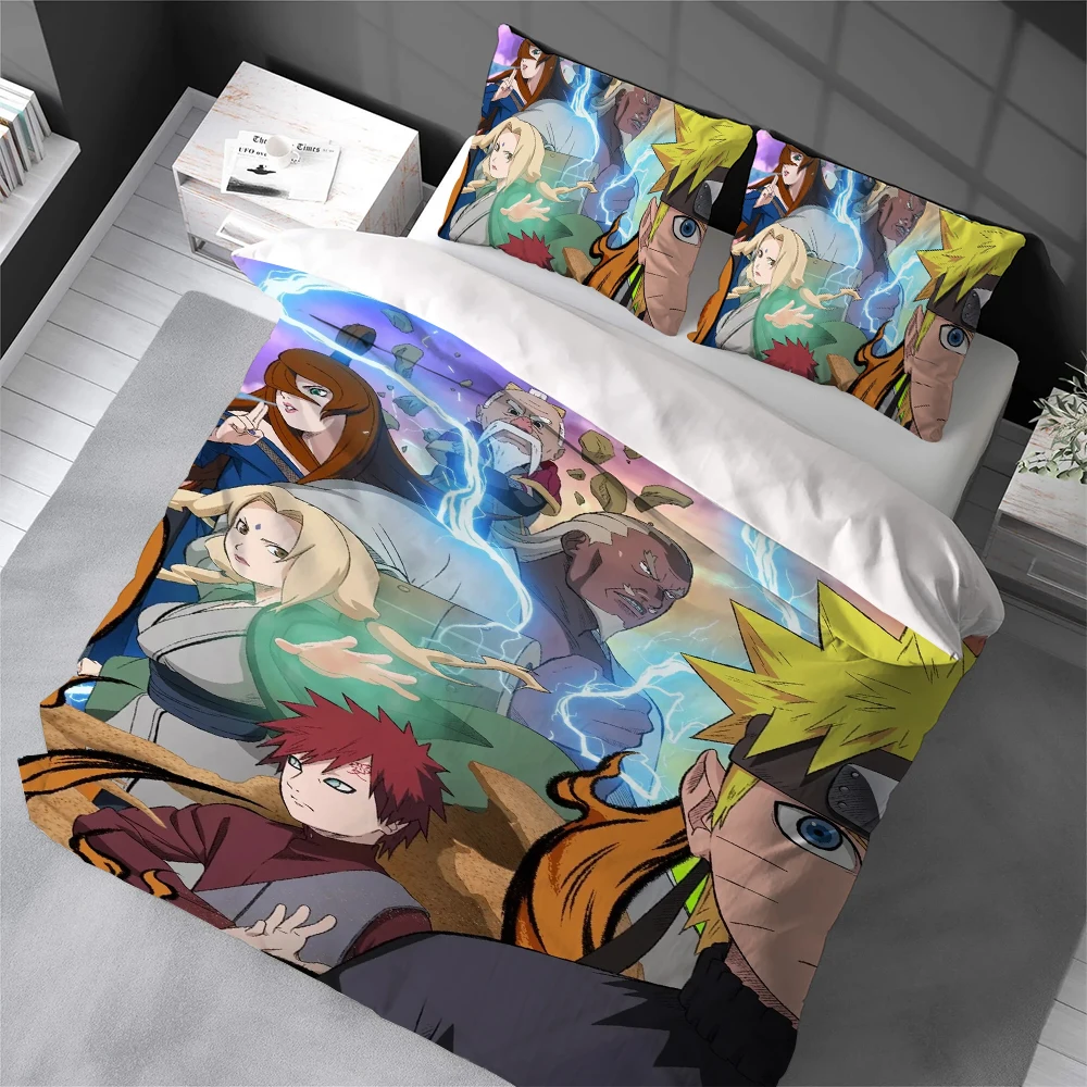 

N-NarutoS Anime Duvet Cover Set Home Style Bedding Soft Laundry Cotton Bed 3 Piece Set Student Dormitory Gift