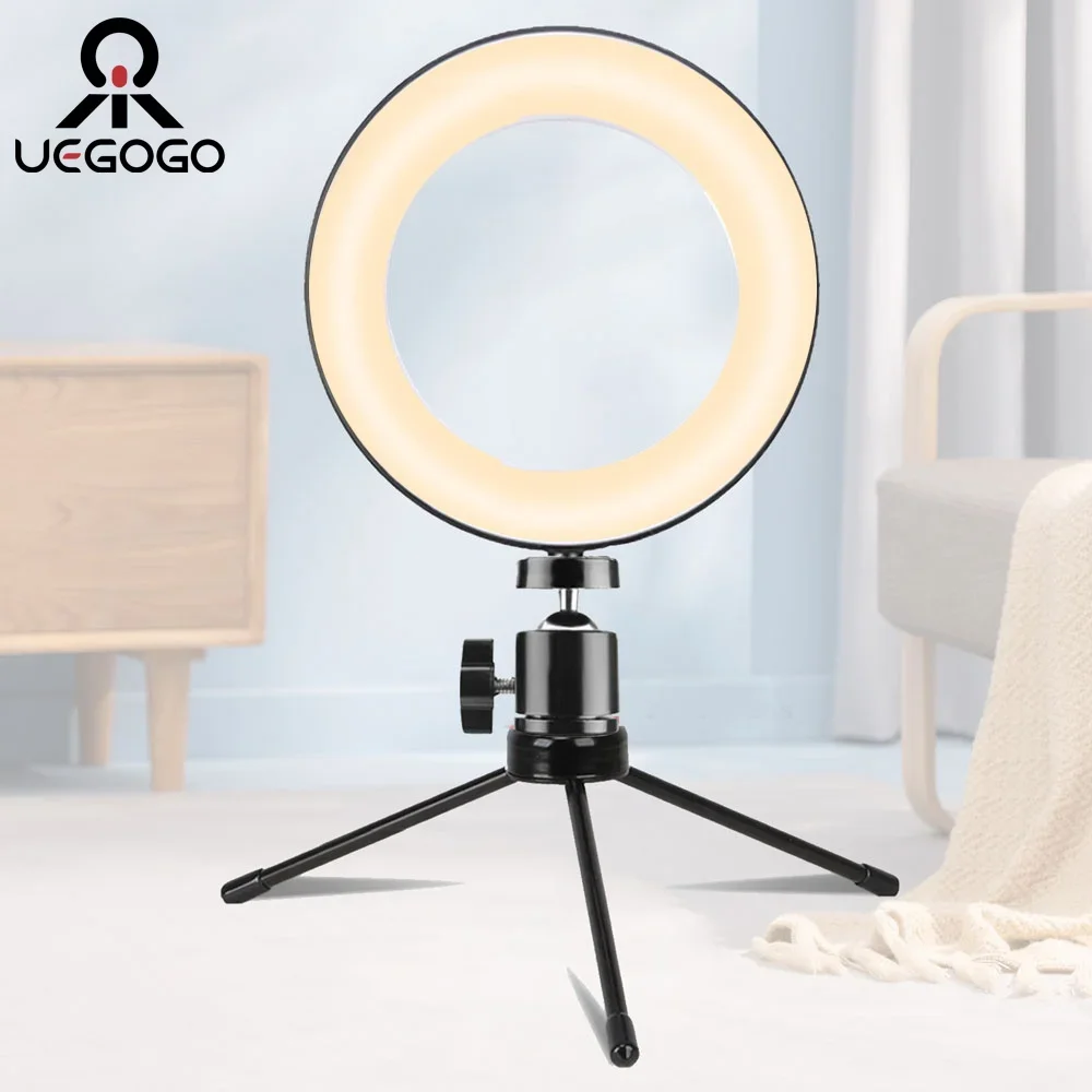 

UEGOGO Desktop Tabletop Stand 1/4in Metal Portable Mini Tripod for Mobile Phone Micro Photography RGB Ring Light LED Video Light