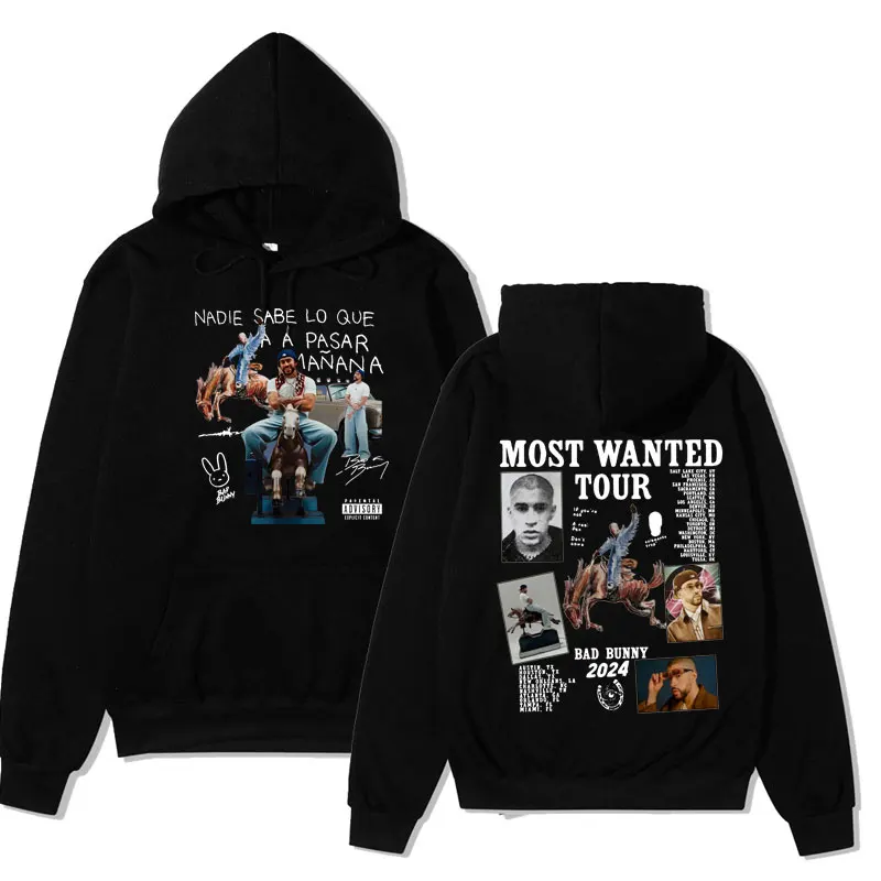 

Bad Bunny Most Wanted Tour Graphic Print Hoodies Men's Nadie Sabe Lo Que Va A Pasar Manana Unisex Oversized Clothing Sweatshirt